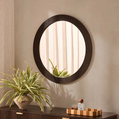 Cyrus Circle Wood Mirror - Walnut - DUSK