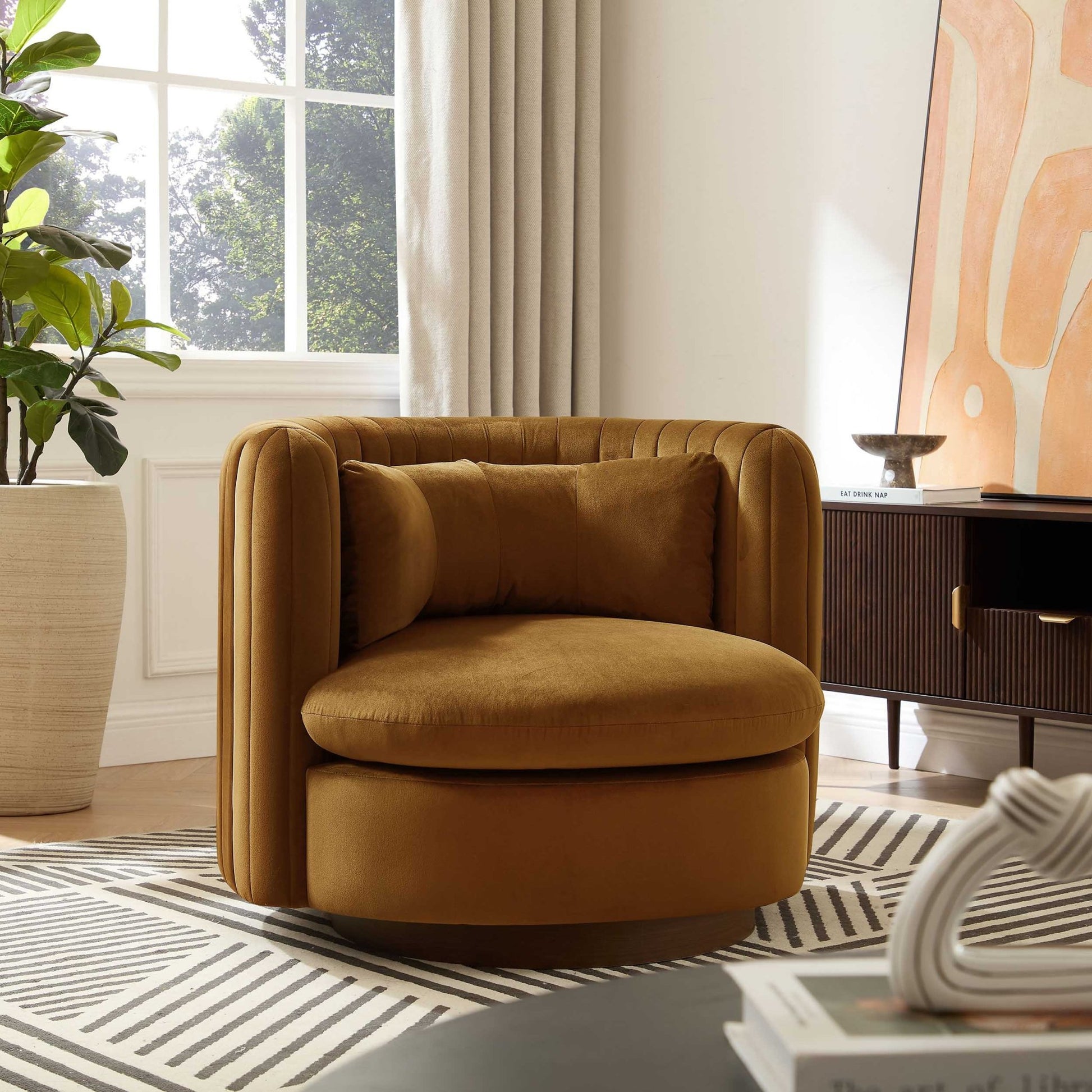 Daisy Round Accent Chair - Muted Gold - DUSK