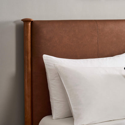 Dallas Bed Frame - Faux Leather Tan - DUSK