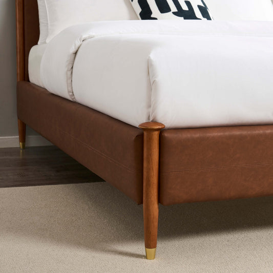 Dallas Bed Frame - Faux Leather Tan - DUSK