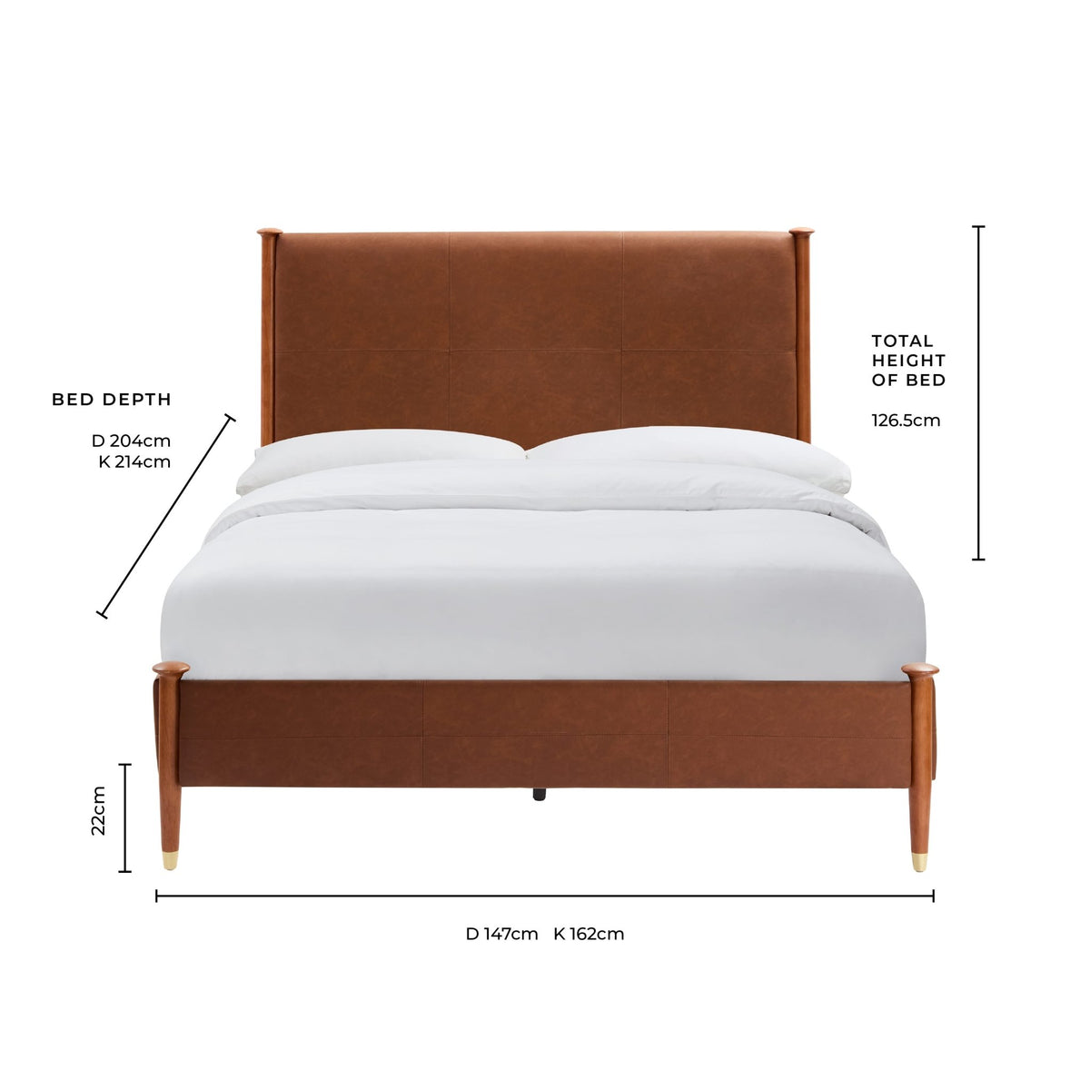 Dallas Bed Frame - Faux Leather Tan - DUSK