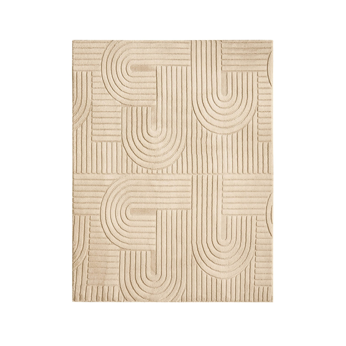 Dan Machine Washable Faux Fur Geometric Pattern Rug - Taupe - DUSK