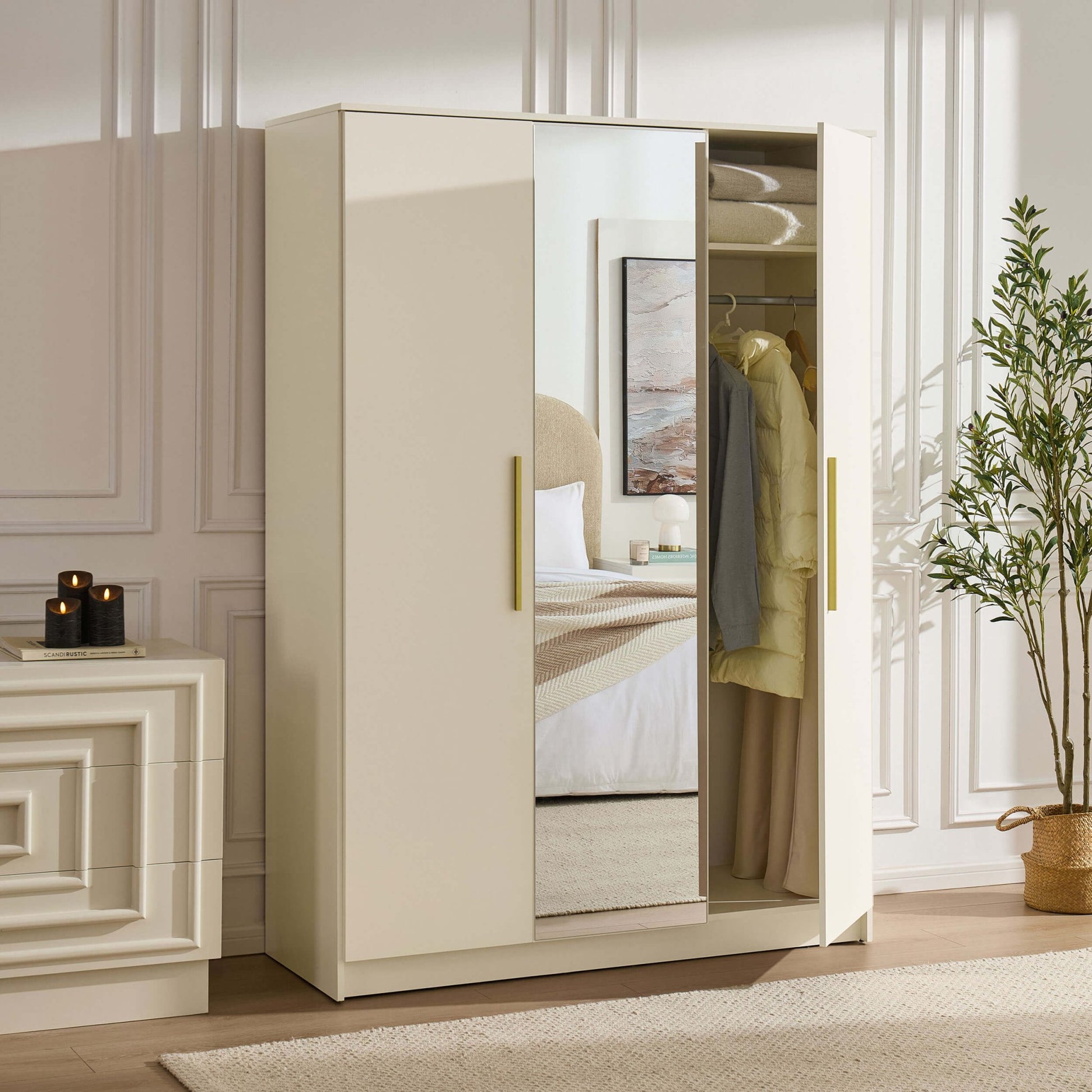 Darcey 3 Door Wardrobe - Cream - DUSK
