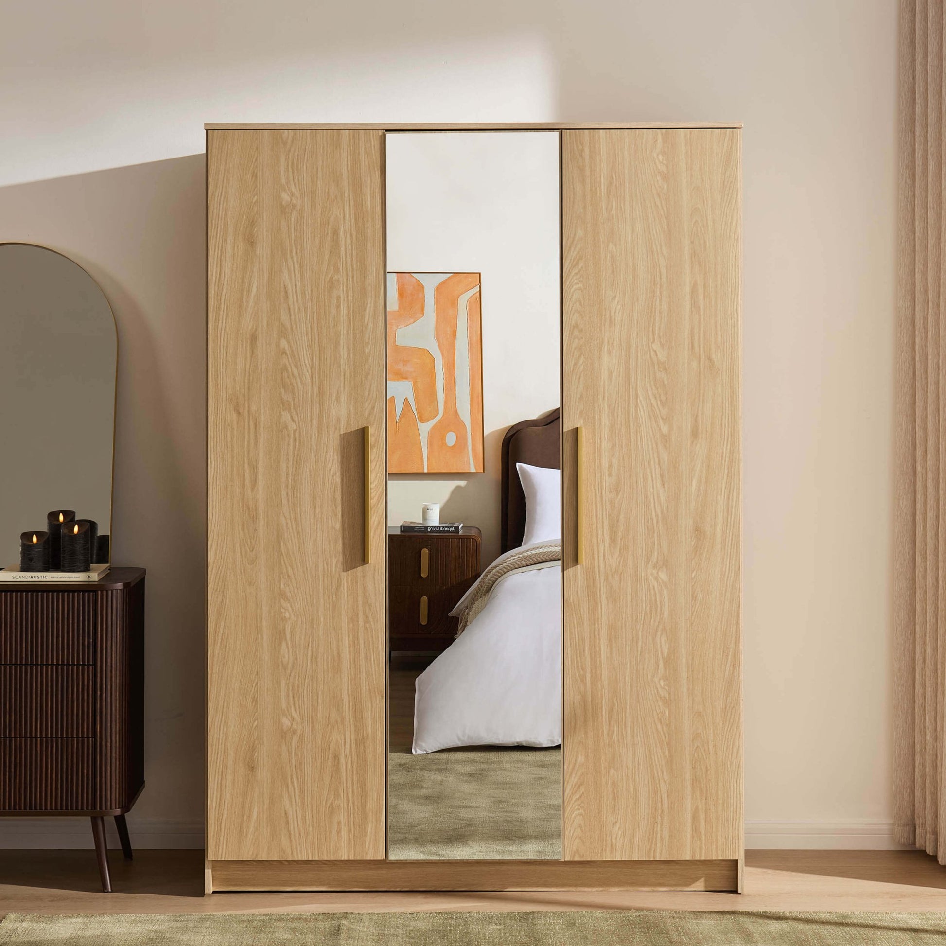 Darcey 3 Door Wardrobe - Light Wood - DUSK