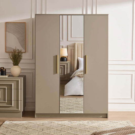 Darcey 3 Door Wardrobe - Taupe - DUSK