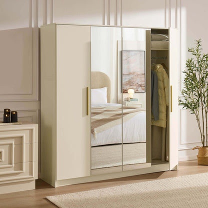 Darcey 4 Door Wardrobe - Cream - DUSK