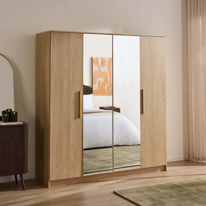 Darcey 4 Door Wardrobe - Light Wood - DUSK
