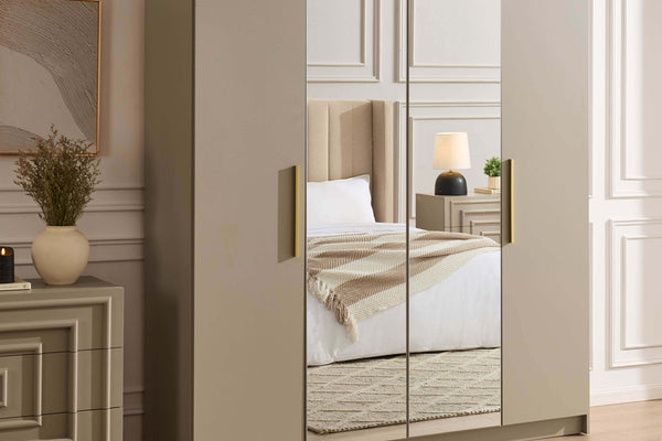 Darcey 4 Door Wardrobe - Taupe - DUSK