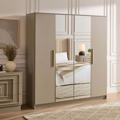 Darcey 4 Door Wardrobe - Taupe - DUSK