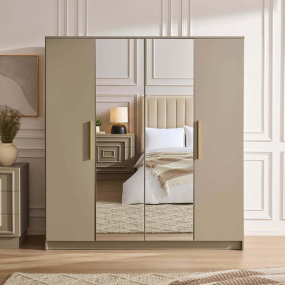 Darcey 4 Door Wardrobe - Taupe - DUSK