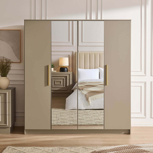 Darcey 4 Door Wardrobe - Taupe - DUSK