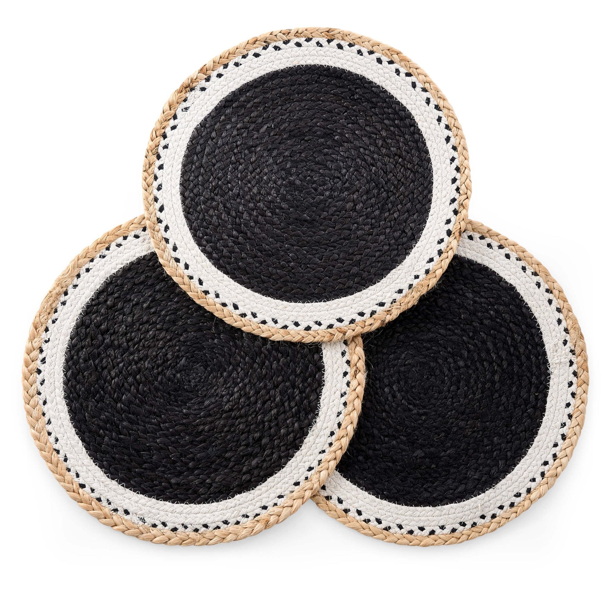 Della Jute Circle Set of 4 Placemats - Black/ Natural - DUSK