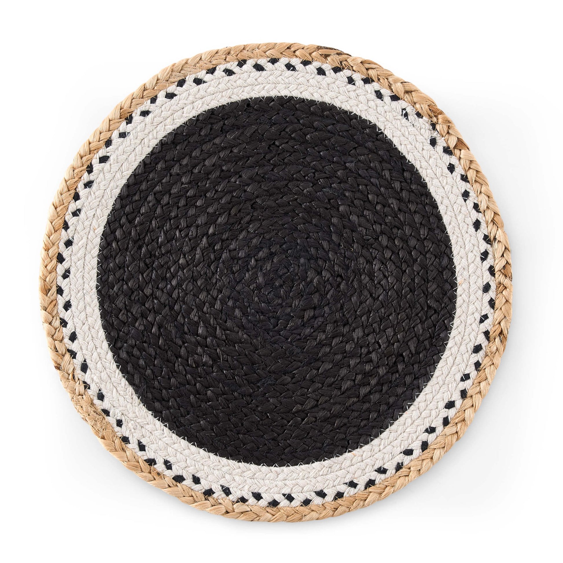 Della Jute Circle Set of 4 Placemats - Black/ Natural - DUSK