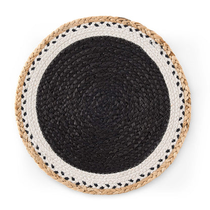 Della Jute Circle Set of 4 Placemats - Black/ Natural - DUSK