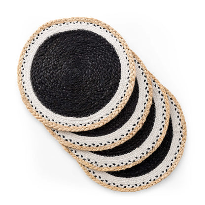 Della Jute Circle Set of 4 Placemats - Black/ Natural - DUSK