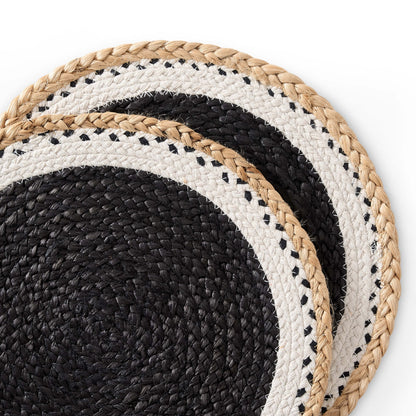 Della Jute Circle Set of 4 Placemats - Black/ Natural - DUSK