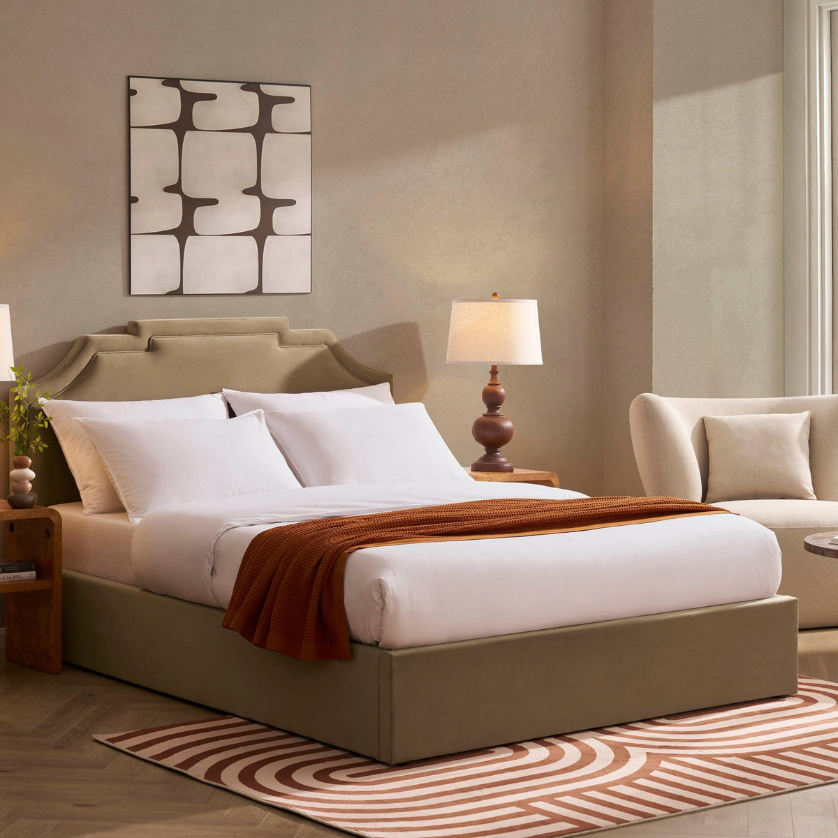 Delphi Ottoman Storage Bed - Latte - DUSK