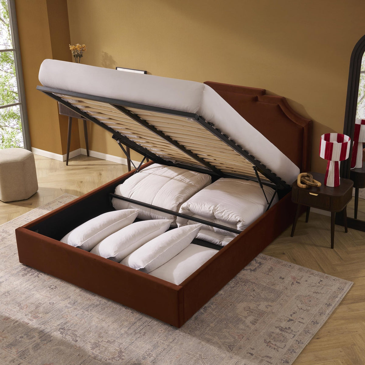 Delphi Ottoman Storage Bed - Terracotta - DUSK