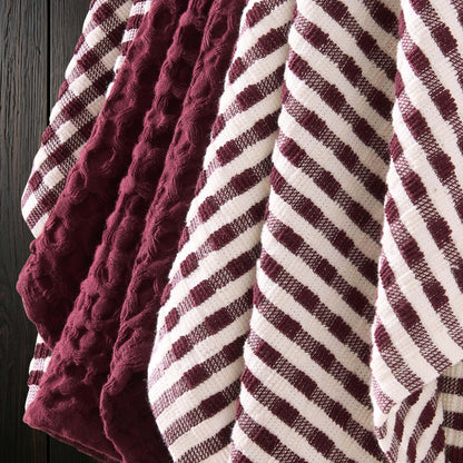 Delphine Waffle Set of 3 Tea Towels - Berry - DUSK