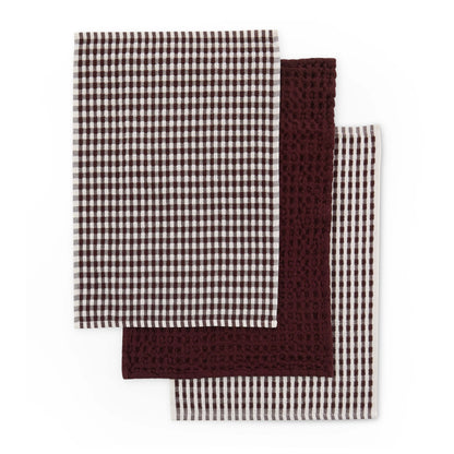 Delphine Waffle Set of 3 Tea Towels - Berry - DUSK