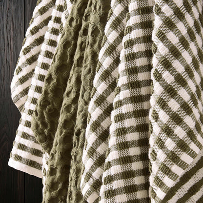 Delphine Waffle Set of 3 Tea Towels - Olive Green - DUSK