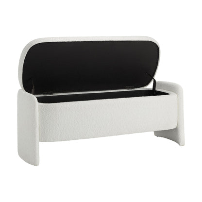 Didsbury Boucle Curved Storage Bench - Off White - DUSK