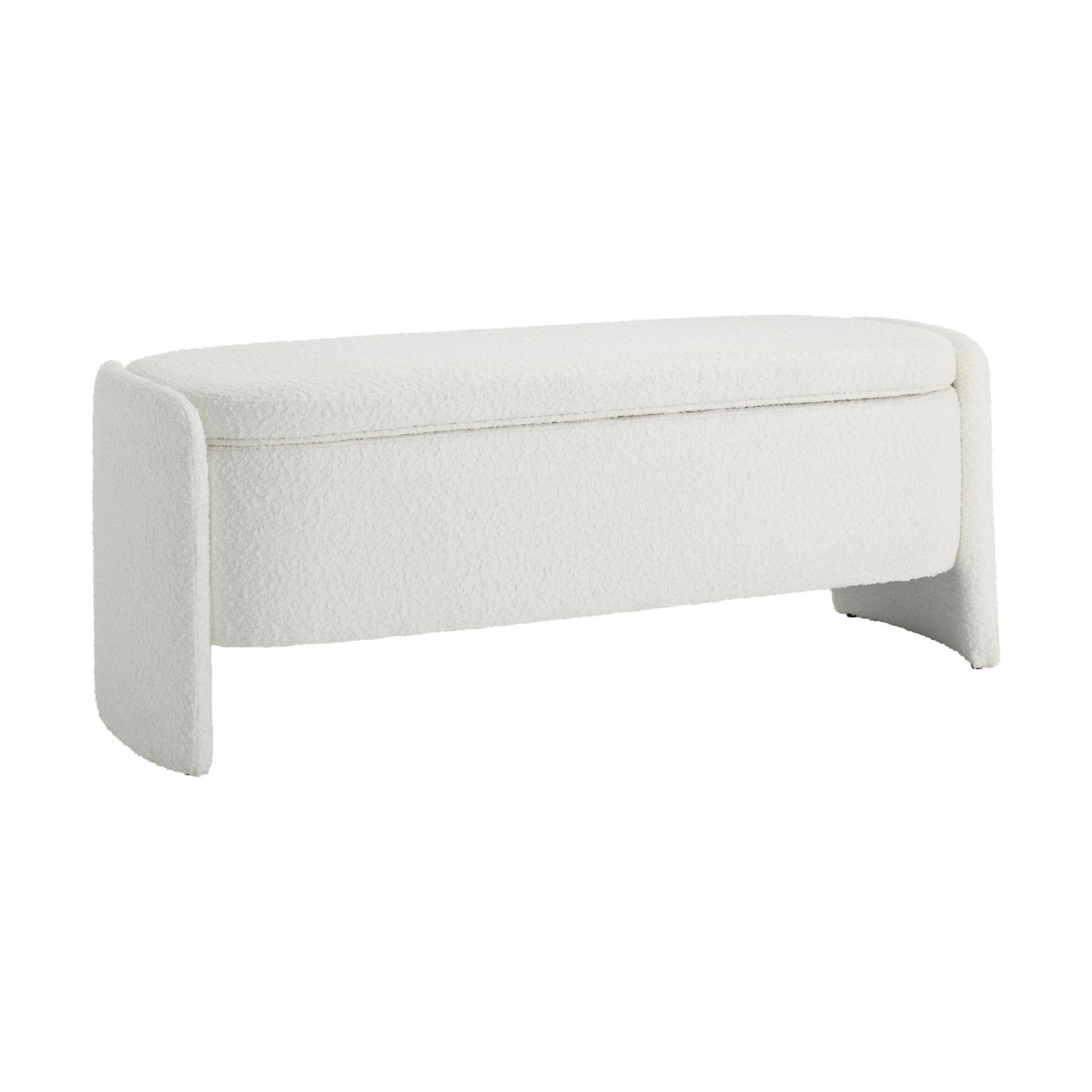 Didsbury Boucle Curved Storage Bench - Off White - DUSK