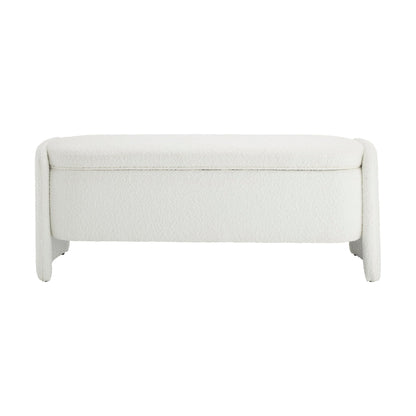 Didsbury Boucle Curved Storage Bench - Off White - DUSK