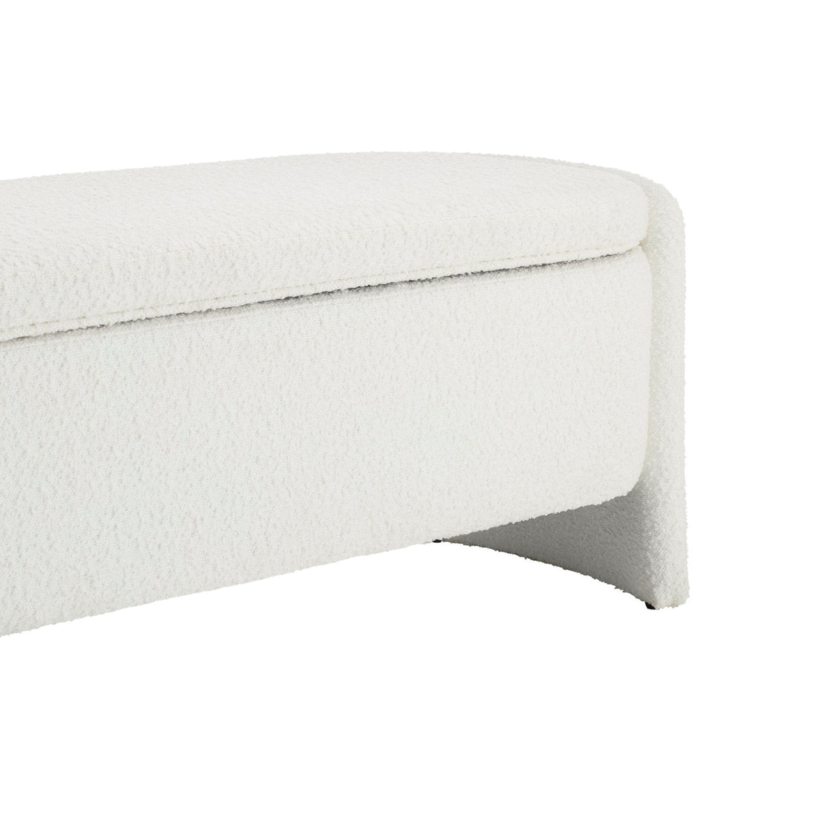 Didsbury Boucle Curved Storage Bench - Off White - DUSK