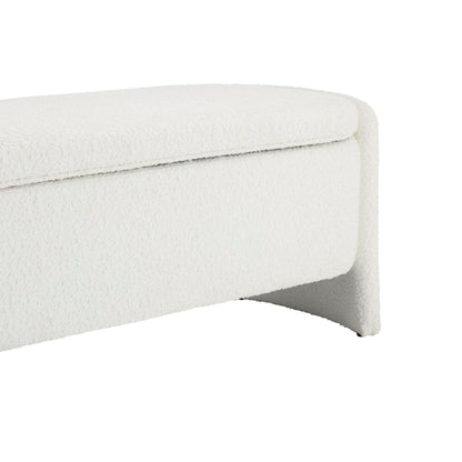 Didsbury Boucle Curved Storage Bench - Off White - DUSK