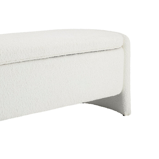 Didsbury Curved Storage Bench - Boucle Ivory - DUSK