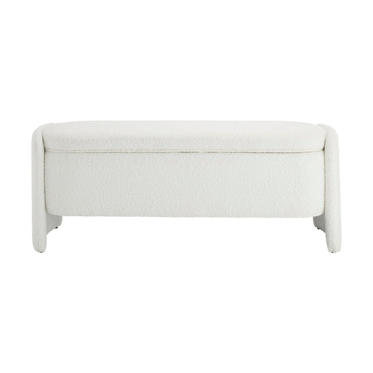 Didsbury Curved Storage Bench - Boucle Ivory - DUSK