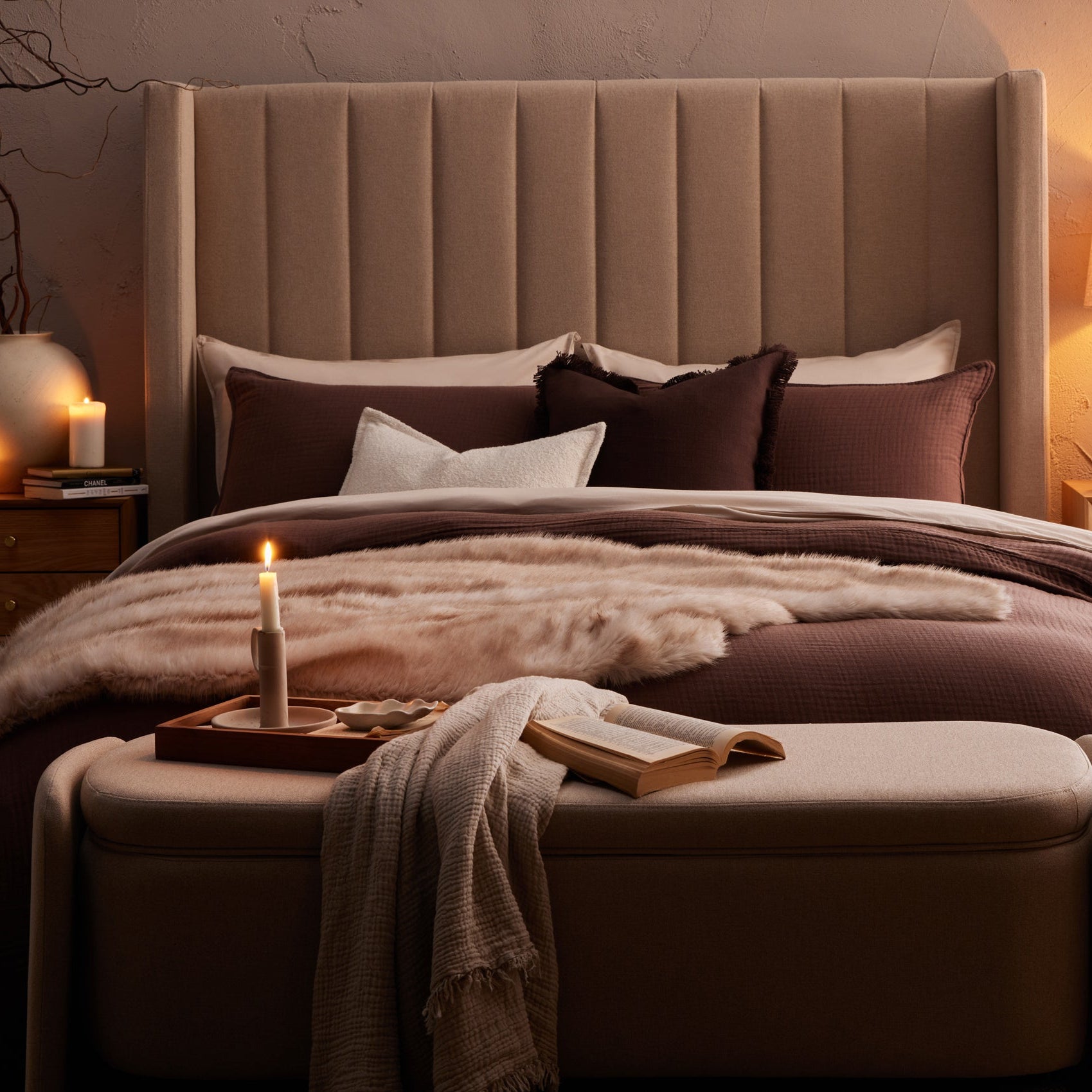 Didsbury Curved Storage Bench - Oatmeal - DUSK