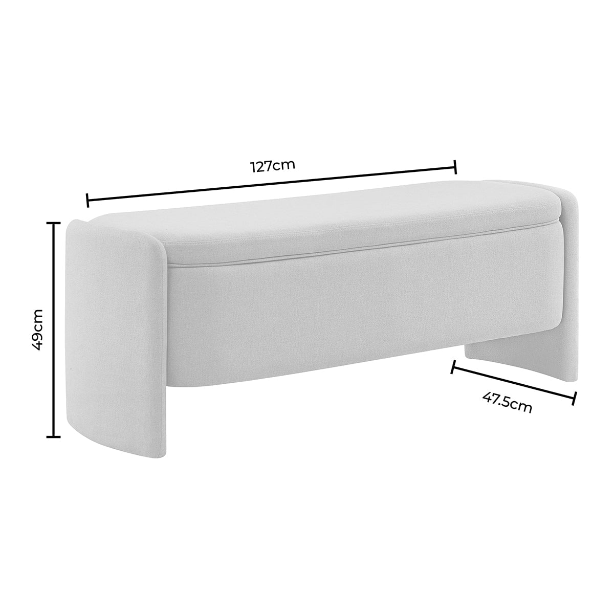 Didsbury Curved Storage Bench - Oatmeal - DUSK