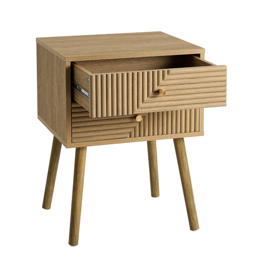 Dora 2 Drawer Nightstand - Light Wood - DUSK