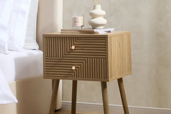 Dora 2 Drawer Nightstand - Light Wood - DUSK