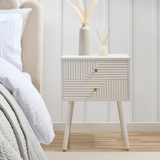 Dora 2 Drawer Nightstand - Warm White - DUSK