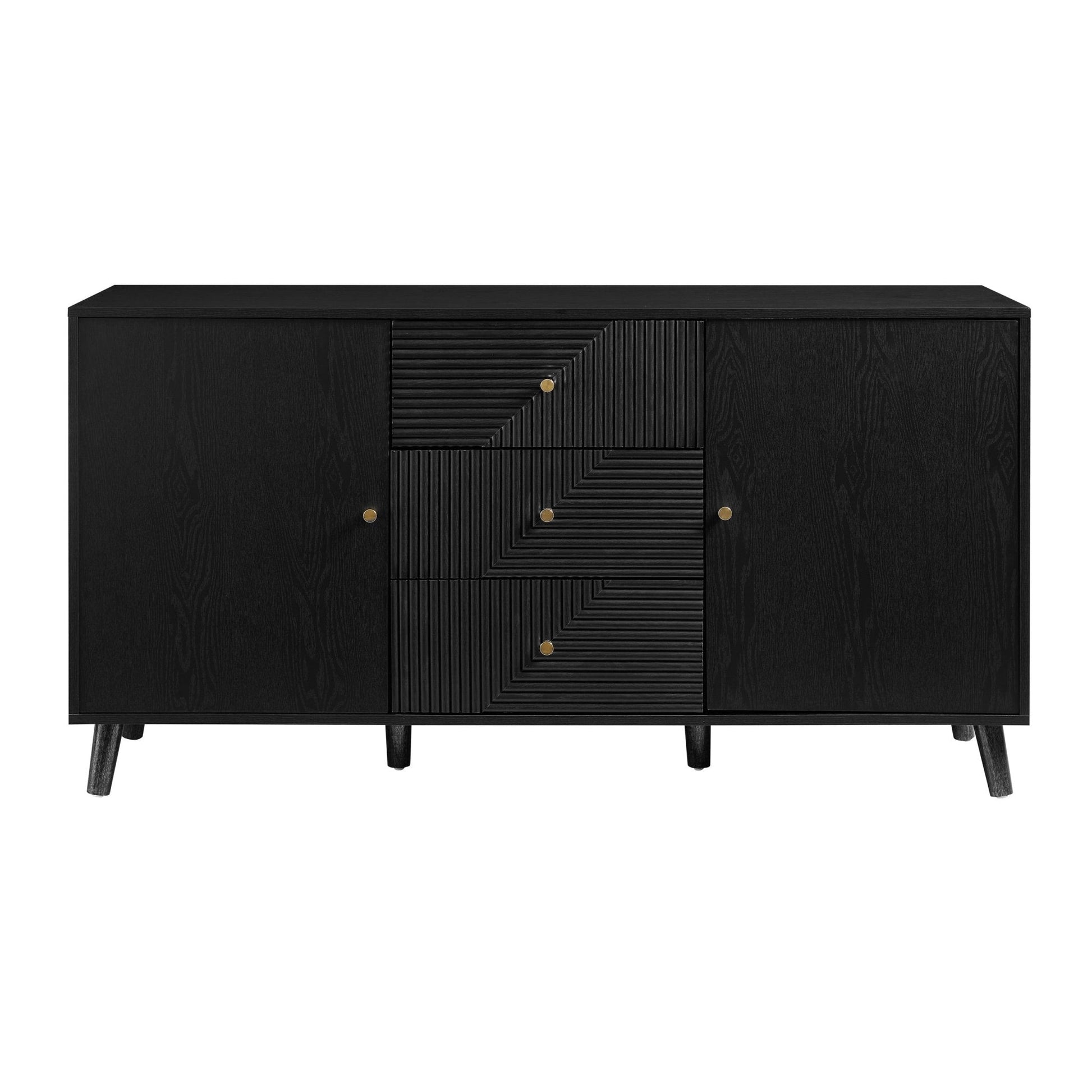 Dora Large Sideboard with Drawers - Black - DUSK