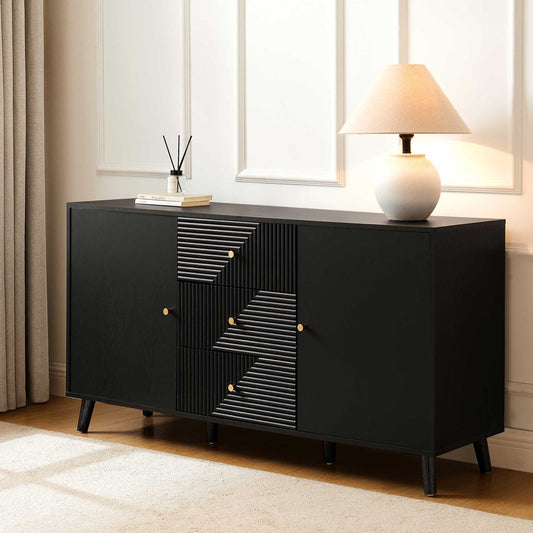 Dora Large Sideboard with Drawers - Black - DUSK