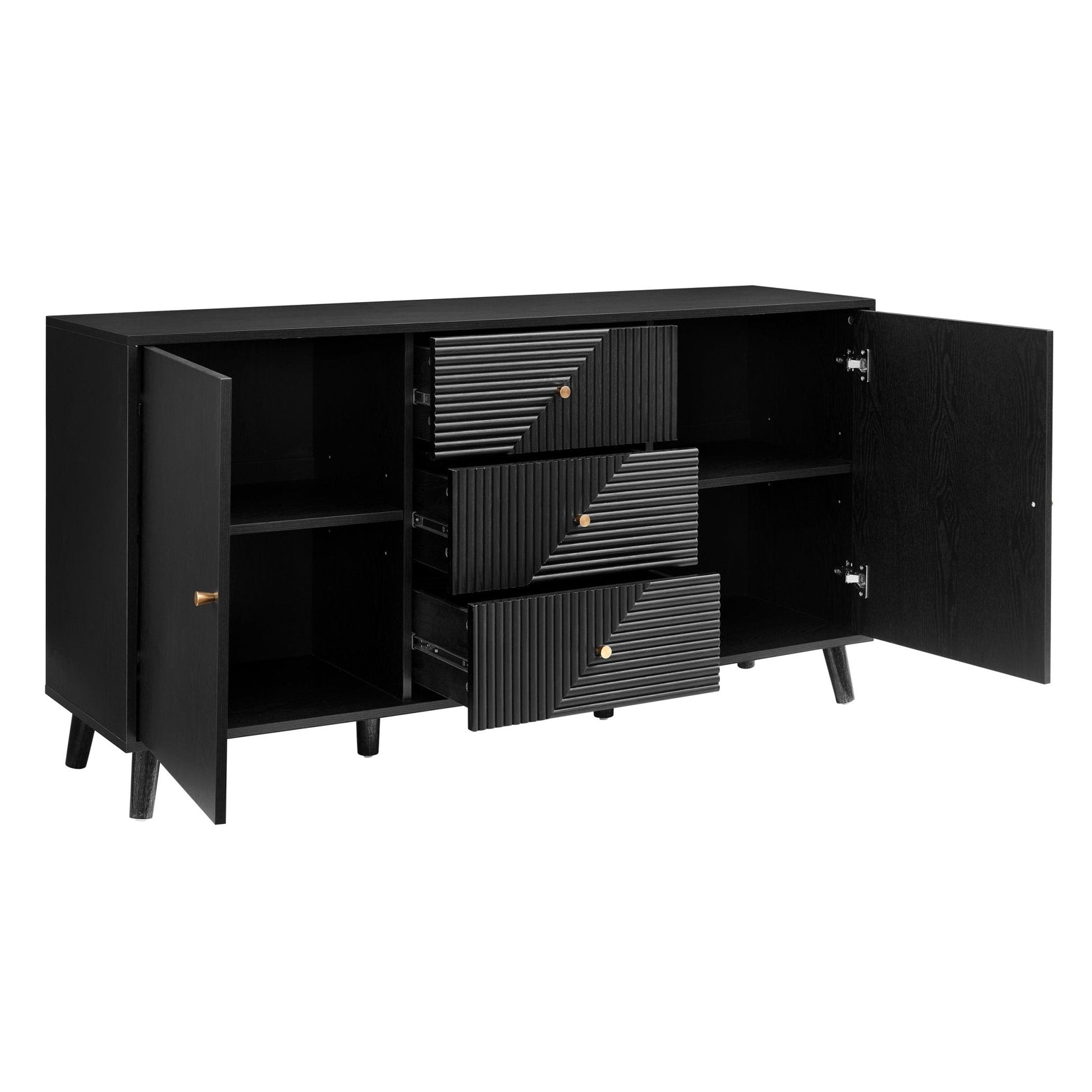 Dora Large Sideboard with Drawers - Black - DUSK