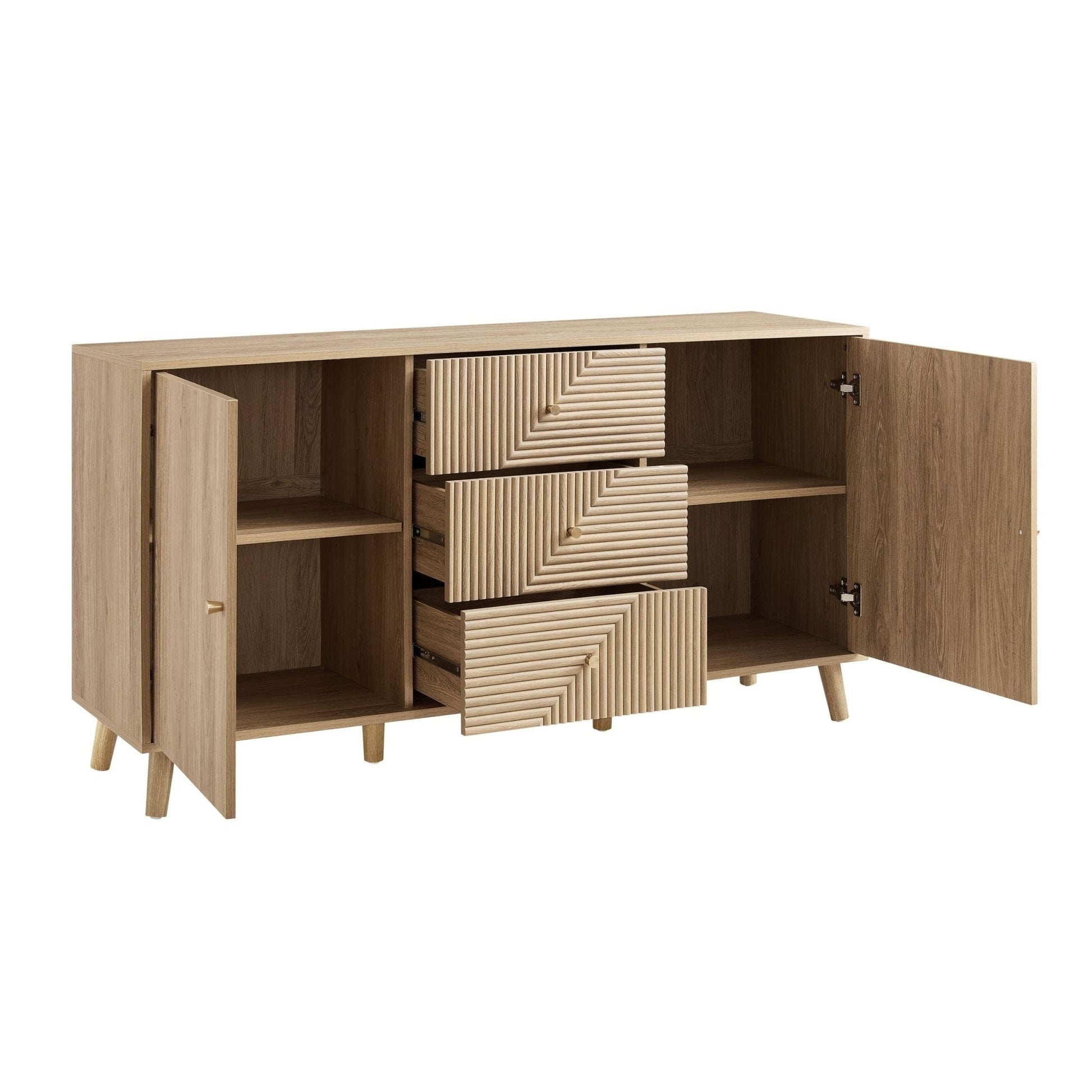 Dora Large Sideboard with Drawers - Light Wood - DUSK