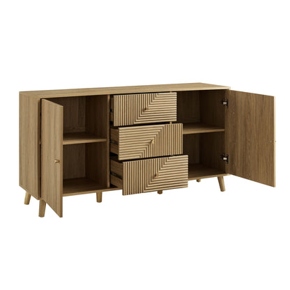 Dora Large Sideboard with Drawers - Light Wood - DUSK