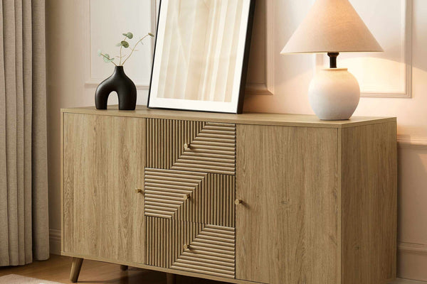 Dora Large Sideboard with Drawers - Light Wood - DUSK