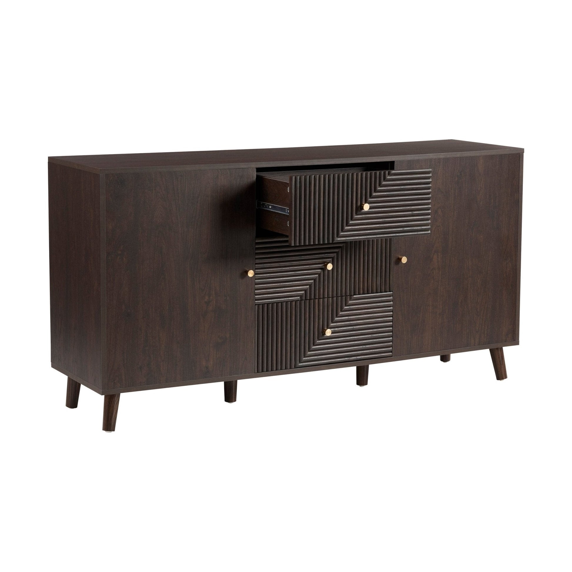 Dora Large Sideboard with Drawers - Walnut - DUSK