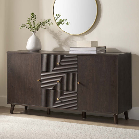 Dora Large Sideboard with Drawers - Walnut - DUSK