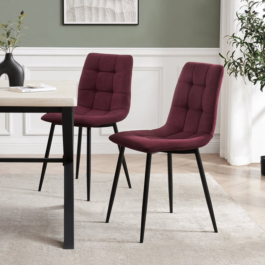 Eden Set Of 2 Dining Chairs - Velvet - Berry - DUSK