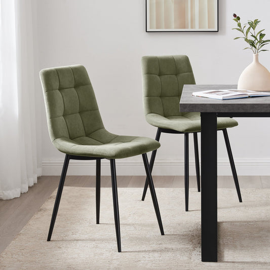 Eden Set Of 2 Dining Chairs - Velvet - Sage Green - DUSK