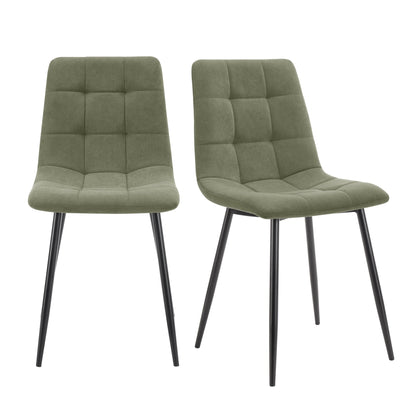 Eden Set Of 2 Dining Chairs - Velvet - Sage Green - DUSK