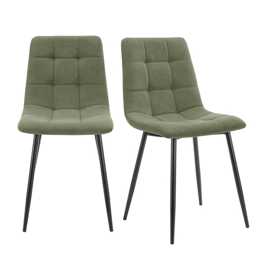 Eden Set Of 2 Dining Chairs - Velvet - Sage Green - DUSK