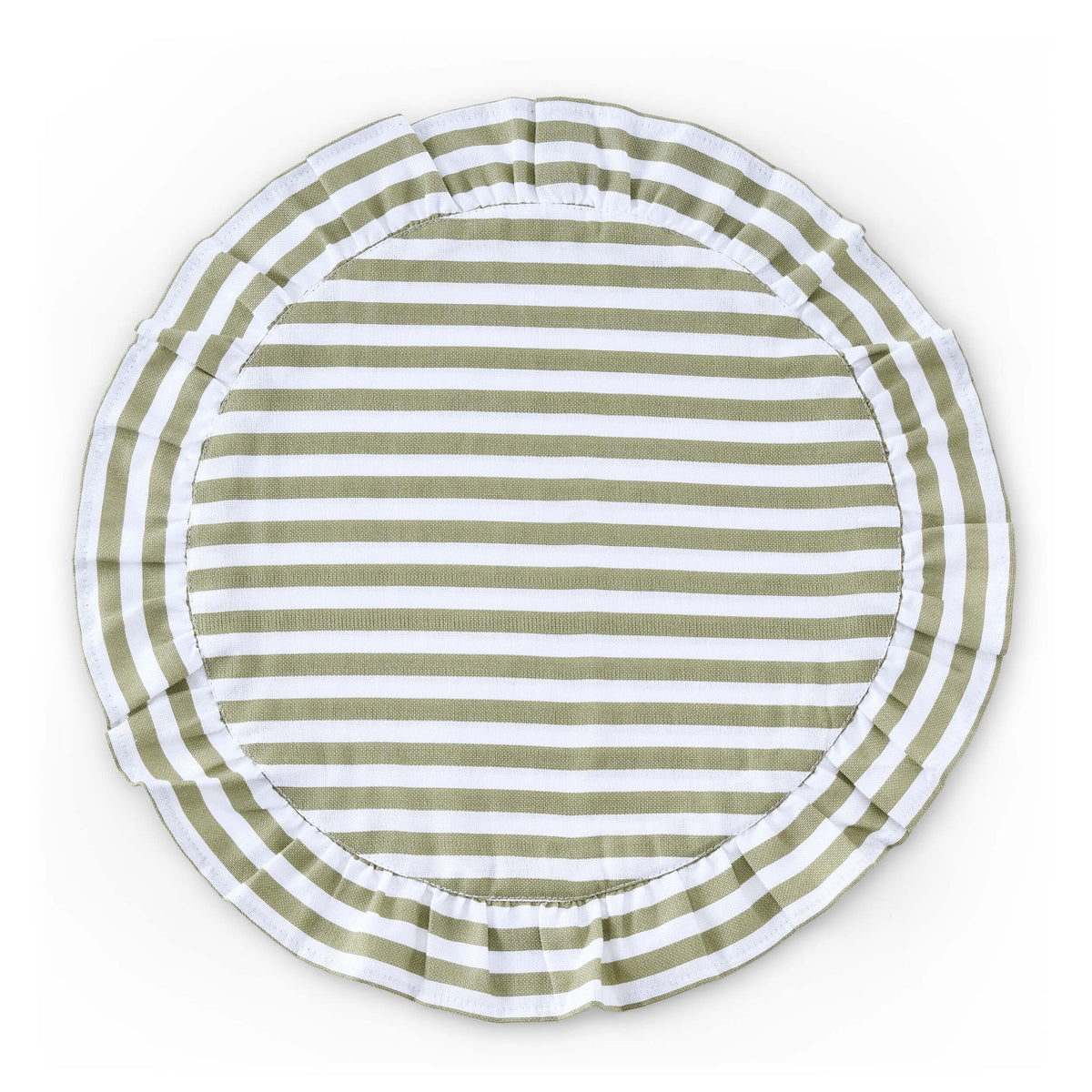Edith Stripe Frill Edge Set of 4 Placemats - Olive Green - DUSK